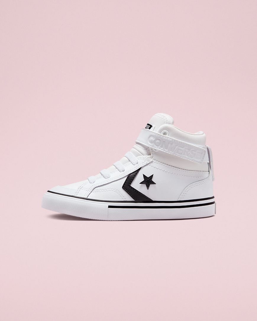 Dívčí Boty Vysoké Converse Pro Blaze Páskové Læder Bílé Černé Bílé | CZ HXIM10